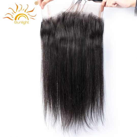 Sunlight Remy Hair 360 Lace Frontal Closure with Baby Hair Brazilian Hair Straight Pre Plucked Frontal with Adjustable Straps