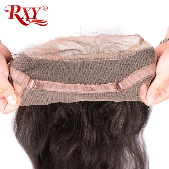 RXY Pre Plucked 360 Lace Frontal Closure Brazilian Straight Closure With Baby Hair 130% Density Remy Human Hair Lace Closures