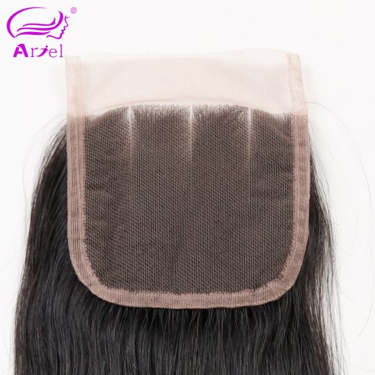 Ariel Brazilian Lace Closure Straight 4*4 Three Part 100% Remy Human Hair Closure Free Shipping