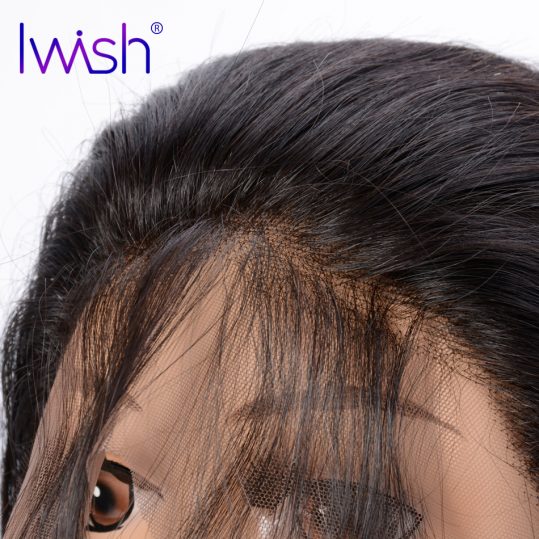 Iwish 13x4 Ear to Ear Lace Frontal Closure Straight Human Hair With Baby Hair 130% Density Free Part Hand Tied Remy Hair 1 Piece