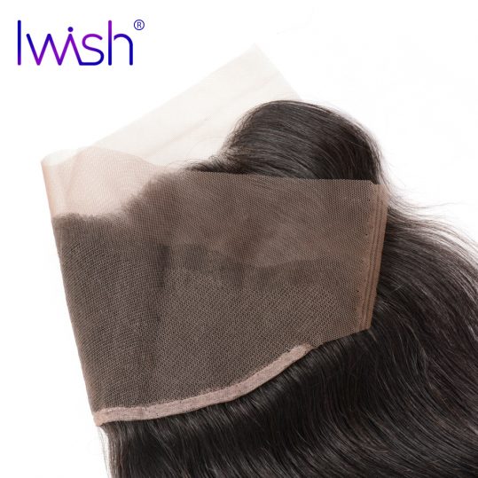 Iwish 13x4 Ear to Ear Lace Frontal Closure Straight Human Hair With Baby Hair 130% Density Free Part Hand Tied Remy Hair 1 Piece