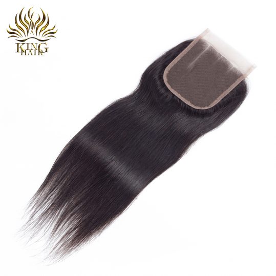 King Hair Malaysian Straight Lace Closure 4*4 Three Part 130% Bleached Knots Swiss Lace Remy Human Hair Closure Free Shipping