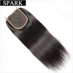 Spark Hair Brazilian Straight Lace Closure 4x4 Free Part Knots Bleached Top Closures 100% Remy Human Hair Closure Free Shipping