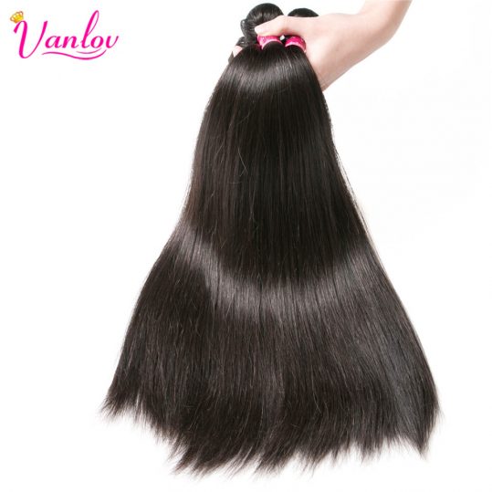 Vanlov Brazilian Straight Human Hair Extension Brazilian Hair Weave Bundles Jet Black Natural Color Non Remy Can Buy 3 or 4 PCS
