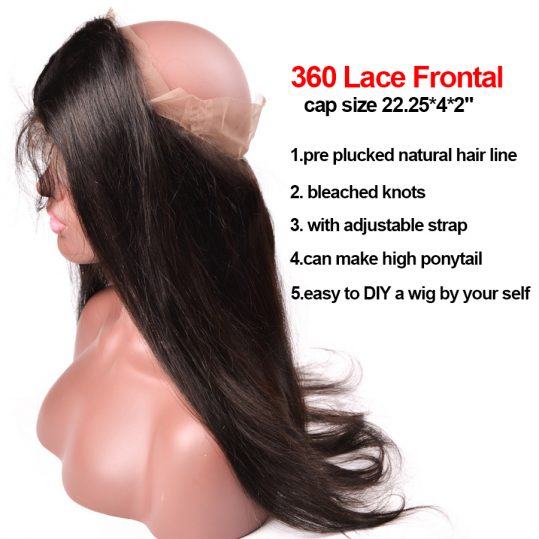 Pre Plucked 360 Lace Frontal Closure Gossip 10-24" Ear To Ear Human Hair Closure With Baby Hair Brazilian Non Remy Hair Straight