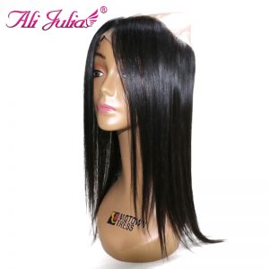 Ali Julia Hair Peruvian Straight Human Non Remy Hair 360 Lace Frontal 10 Inches to 20 Inches Natural Color Frontal Closure