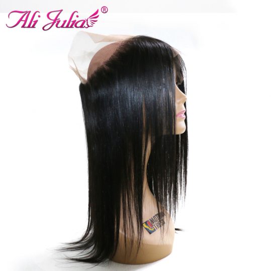 Ali Julia Hair Peruvian Straight Human Non Remy Hair 360 Lace Frontal 10 Inches to 20 Inches Natural Color Frontal Closure