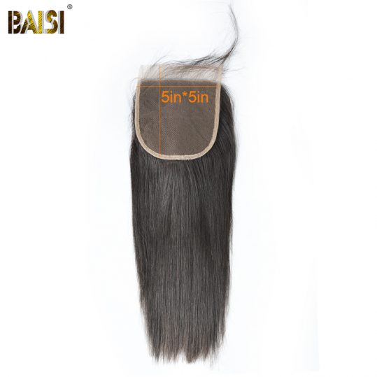 BAISI Peruvian Virgin Hair Lace Closure Straight hair 5*5 Closure Free Part Free Shipping