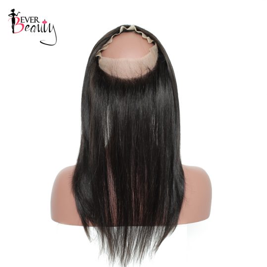 Ever Beauty Pre Plucked 360 Lace Frontal Closure Straight Brazilian Hair Non-remy Natural Black 22.5"X4"X2"