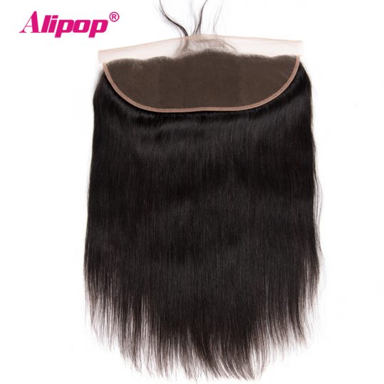 ALIPOP Brazilian Lace Frontal Closure With Baby Hair Remy Straight Hair 8"-24" Pre Plucked Natural Hairline 100% Human Hair