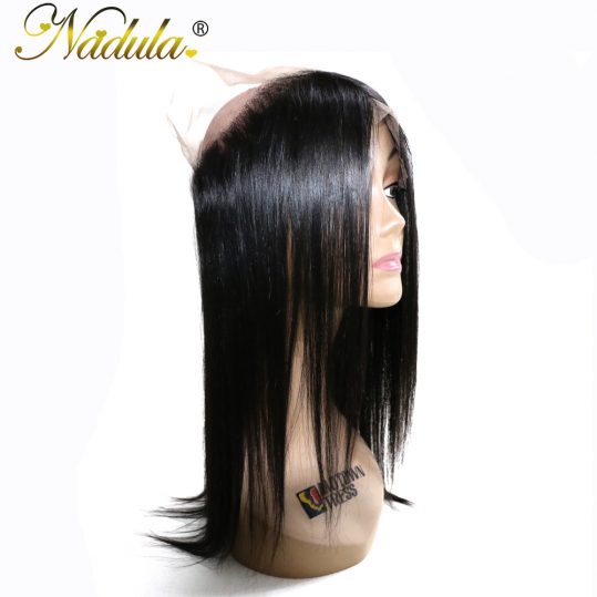 Nadula Hair Brazilian Straight Hair 360 Lace Frontal 100% Human Hair Natural Color 10-20inch Non Remy Hair Free Part Closure