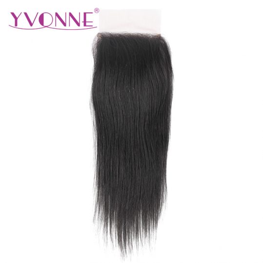 YVONNE Brazilian Straight Virgin Hair Lace Closure 4x4 Free Part Human Hair Closure Natural Color Free Shipping