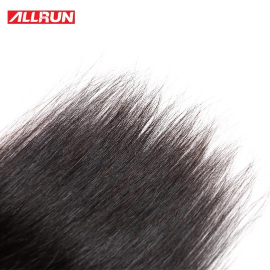 ALLRUN Peruvian Straight Closure Hair Non-Remy Human Hair Three Part 4*4 Lace Closure 130% Density Natural Color