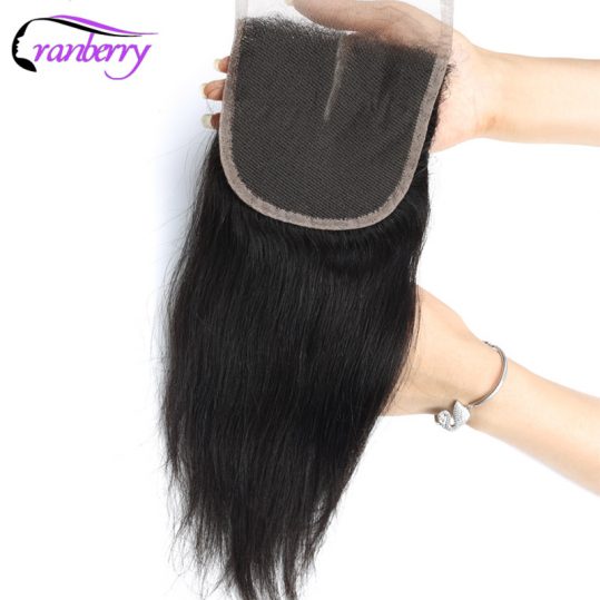 Cranberry Hair Straight Hair Lace Closure 8-20 inches Middle Part 4"*4" Siwss Lace with 130% Density Remy Human Hair Closure