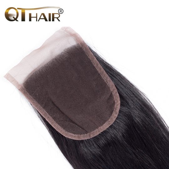Brazilian Straight Hair Closure 4x4 Remy Human Hair Free Part Lace Closure Bleached Knots With Baby Hair