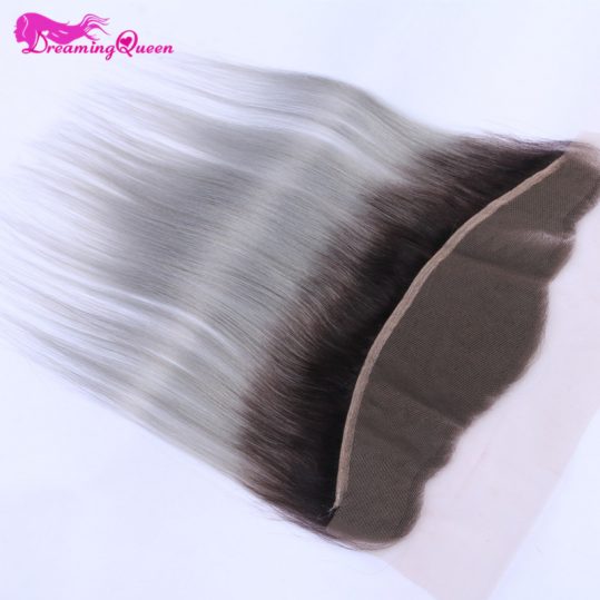 1b Grey Straight Hair Lace Frontals  Ombre Brazilian Hair 13x4 Lace Frontal Closure 100% No Remy Human Hair Dreaming Queen Hair