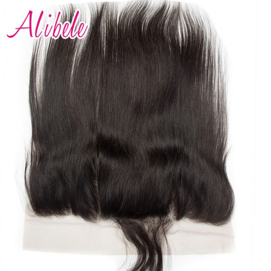 Alibele Brazilian Straight Lace Frontal Closure Remy Human Hair Pre Plucked Ear to Ear Frontal w Baby Hair Free Parting Closure