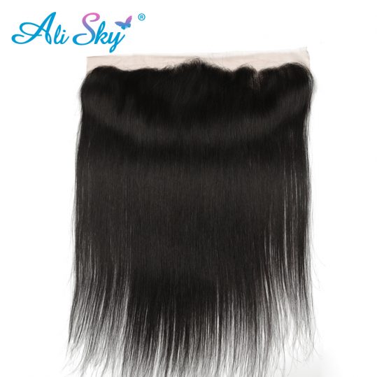 Ali Sky Peruvian nonremy Hair Straight Lace Frontal Closure 13*4 Free Part 100% Human Hair Extensions Free Shipping 8"-20"