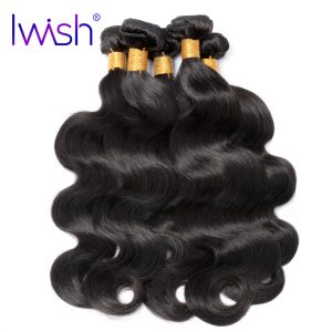 Iwish Brazilian Body Wave Hair 100% Human Hair Weave Bundles 1 Piece 10-28 inch Natural Black 1B Non Remy Hair Weft Can Be Dyed