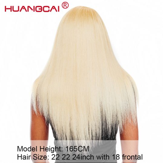 Huangcai Hair 613 Lace Frontal Closure Brazilian Straight  Siwss Lace Pre-pluck with Baby Hair 100% Human Remy Hair Blonde Color
