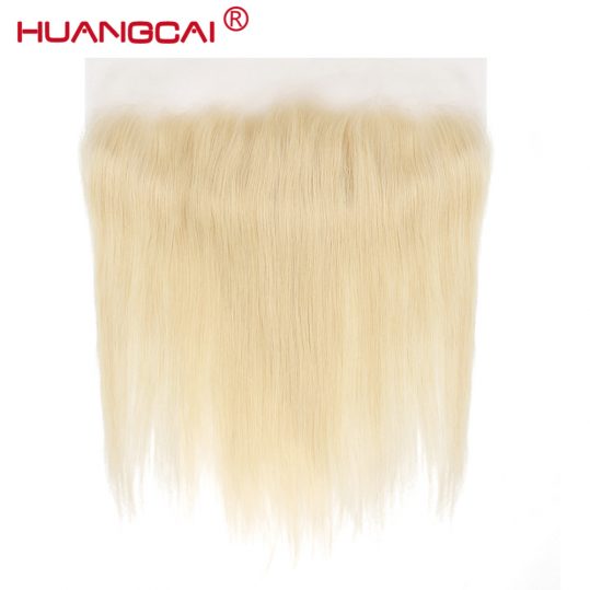 Huangcai Hair 613 Lace Frontal Closure Brazilian Straight  Siwss Lace Pre-pluck with Baby Hair 100% Human Remy Hair Blonde Color