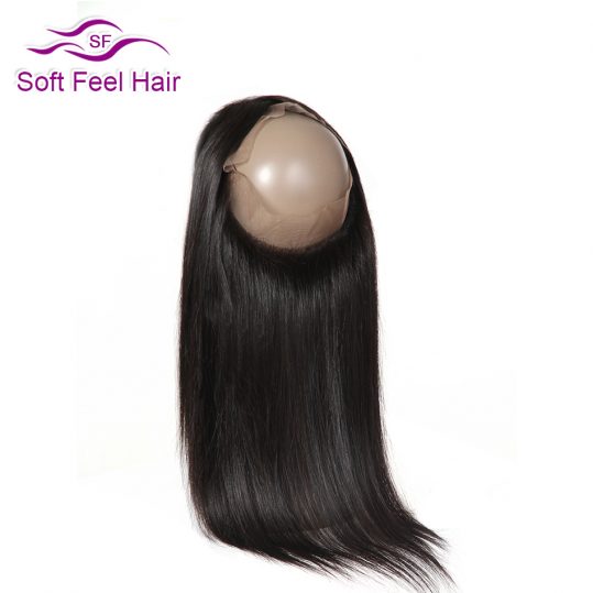 Soft Feel Hair Brazilian Straight Hair Pre Plucked 360 Lace Frontal Closure Natural Color Non Remy Human Hair Free Shipping