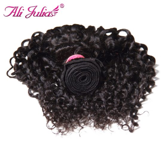 Ali Julia Hair Brazilian Curly Weave Human Hair Bundles Non Remy Free Shipping Natural Black Color 8''-26'' One Piece