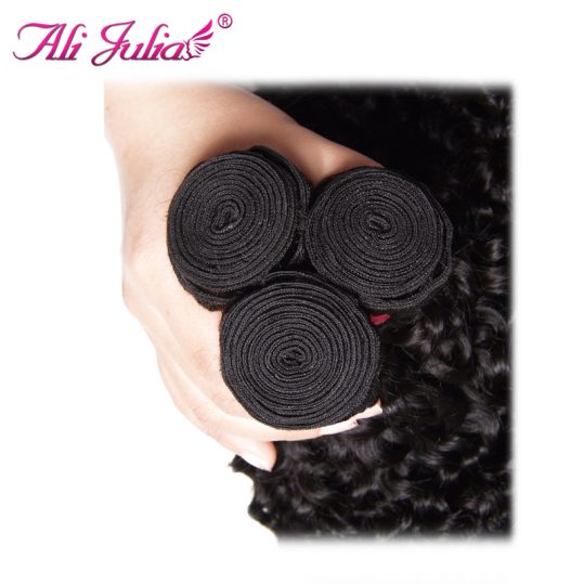 Ali Julia Hair Brazilian Curly Weave Human Hair Bundles Non Remy Free Shipping Natural Black Color 8''-26'' One Piece