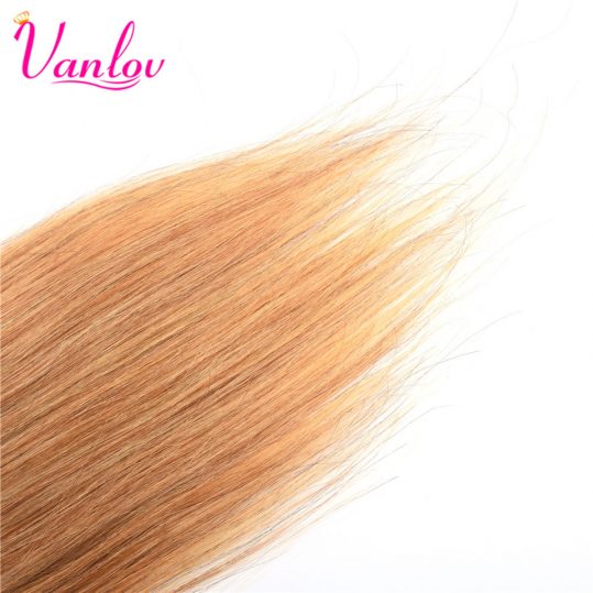 Vanlov Ombre Lace Closure Malaysian Straight Human Hair Closure T1b/27 Blonde 4x4 Closure Free Part Non Remy Free Shipping