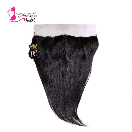 Ms Cat Hair Peruvian Straight Lace Frontal 13*4 Nature Color None-Remy Hair 100% Human Hair Ear To Ear Closure