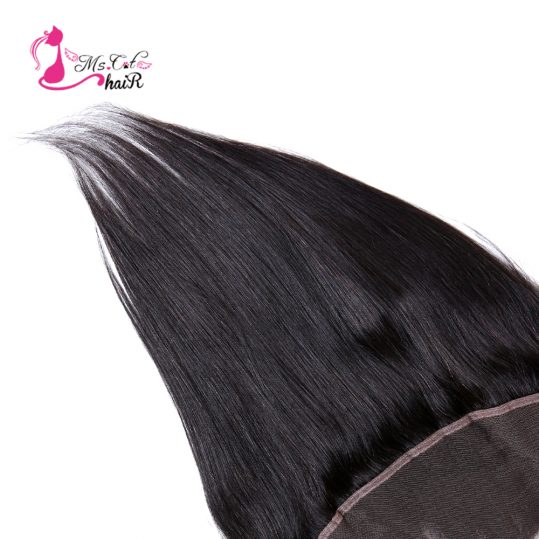 Ms Cat Hair Peruvian Straight Lace Frontal 13*4 Nature Color None-Remy Hair 100% Human Hair Ear To Ear Closure