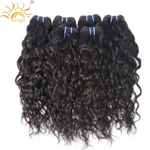 Sunlight Human Hair Brazilian Water Wave 100% Human Hair Weave Bundles Natural Hair Extensions 1B# Non Remy Hair 1pc Can Be Dyed