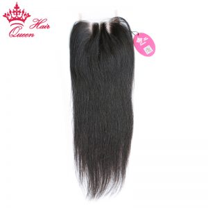 Queen Hair Products Lace Closure Straight Virgin Hair Natural Color 100% Human Hair Three Part Free Shipping