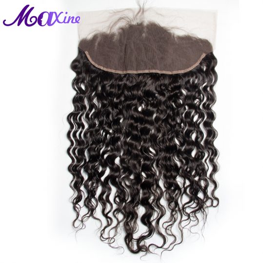 Maxine Hair Remy Human Hair Water Wave Pre Plucked 13x4 Ear To Ear Lace Frontal Closure With Baby Hair 10-20inch Natural Color