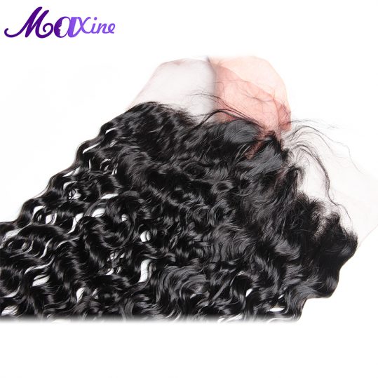 Maxine Hair Remy Human Hair Water Wave Pre Plucked 13x4 Ear To Ear Lace Frontal Closure With Baby Hair 10-20inch Natural Color