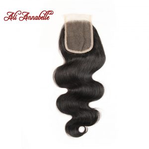ALI ANNABELLE HAIR Brazilian Body Wave Lace Closure Free Part 4*4  Brazilian Remy Human Hair Closure From 10 to 22 inch