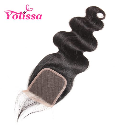Yolissa Brazilian Body Wave Lace Closure Free Part 4''x 4'' Closure Natural Color 100% Human Hair Free Ship non-Remy Hair