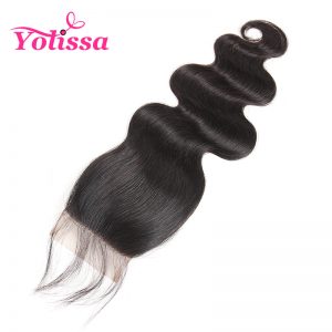 Yolissa Brazilian Body Wave Lace Closure Free Part 4''x 4'' Closure Natural Color 100% Human Hair Free Ship non-Remy Hair