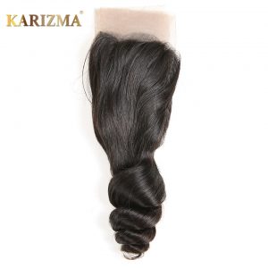 Karizma Loose Wave Lace Closure 4*4 Free Part Swiss Lace 100% Remy Human Hair Natural Color 10-18inches 1 Piece