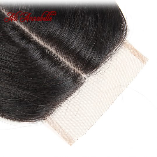 ALI ANNABELLE HAIR Middle Part Brazilian Body Wave Lace Closure 4*4 Brazilian Remy Human Hair Swiss Lace 120% Density