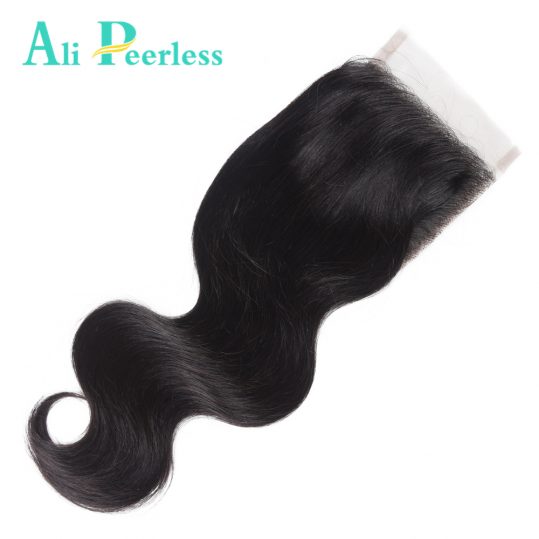 Ali Peerless Hair Body Wave Lace Closure 4"*4" Free Part Closure Natural Color 100% Virgin Human Hair Free Shipping