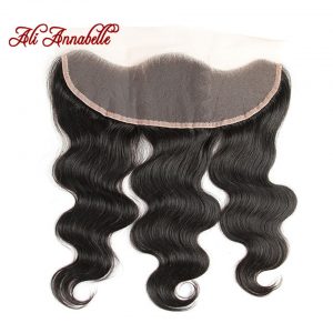 ALI ANNABELLE HAIR Brazilian Body Wave Lace Frontal 13X4 Ear To Ear Human Hair Lace Closure Natural Color Remy Hair Closure