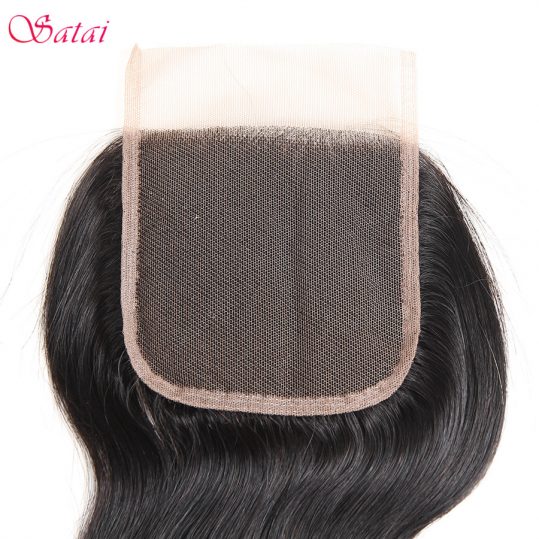 Hair 4*4" Lace Closure Body Wave 100% Human Hair 10-18 inch Natural Color Remy Hair 1 Piece Only