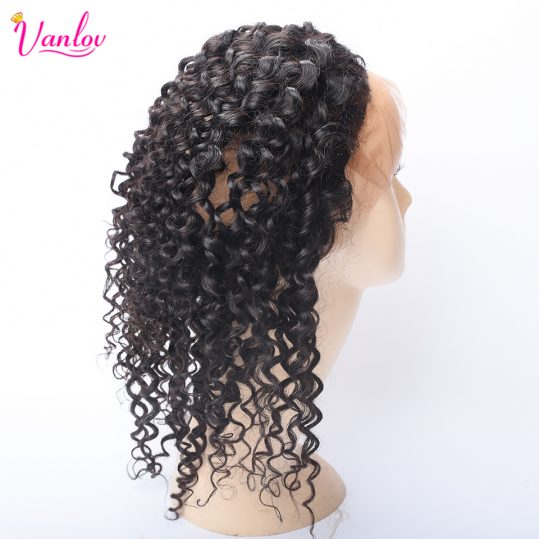 Vanlov Water Wave 360 Lace Frontal With Baby Hair Free Part Closure Natural Hairline 100% Non Remy Human Hair Natural Color