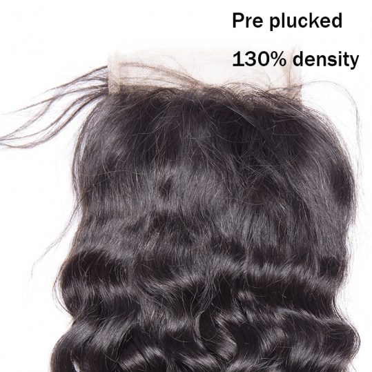 Lemoda Hair Brazilian Water Wave Lace Closure 130% Density Human Hair Extension top Closures free part Remy Hair Closure