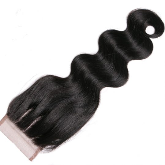 Queen like Human Hair Products Three Part 130% Density Swiss Lace Non Remy Natural Color Bleached Knots Body Wave Lace Closure
