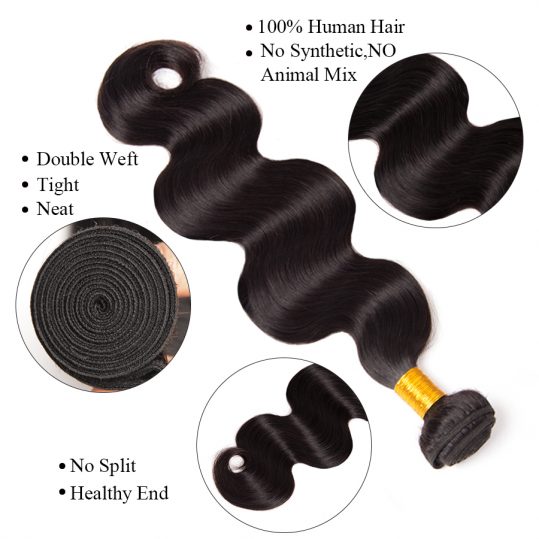 Beyo Hair Brazilian Body Wave Hair Weave Bundles 10-28 Inch 100% Human Hair Bundles 1 Piece Non-Remy Natural Color Free Shipping