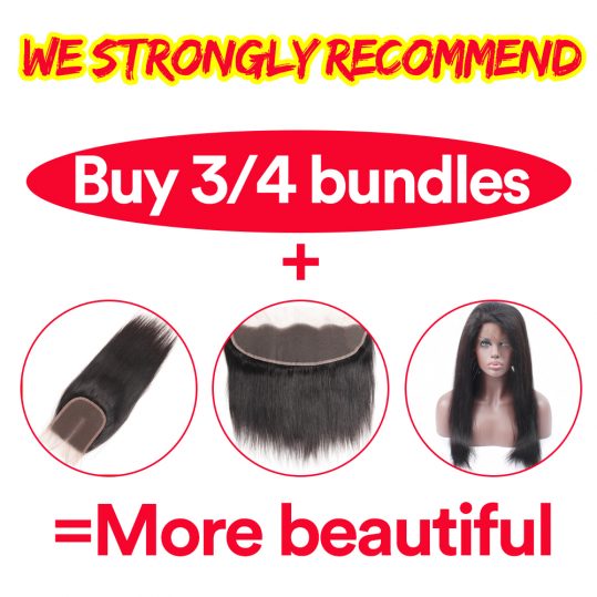 Huangcai Hair Brazilian Straight Hair Weave 100% Human Hair Bundles 8-28Inch Hair Extensions Natural Black Non Remy