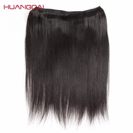 Huangcai Hair Brazilian Straight Hair Weave 100% Human Hair Bundles 8-28Inch Hair Extensions Natural Black Non Remy