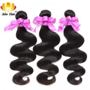 Ali Afee Brazilian Body Wave 1 PC 100% Human Hair Weave Bundles Natural Black Non Remy Hair Extension Can Buy 3/4 With Closure